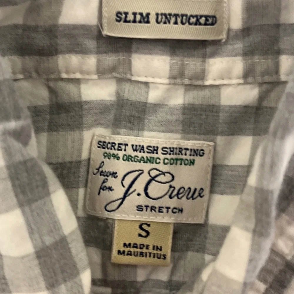J‎ Crew Slim Untucked Gingham Organic Cotton Stretch Button Down Shirt Size S